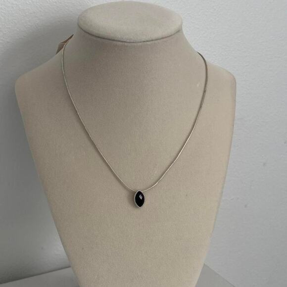 Other Jewelry - Black Stone Necklace Silver Stainless Steel Minimal Pendant Elegant Jewelry Gift